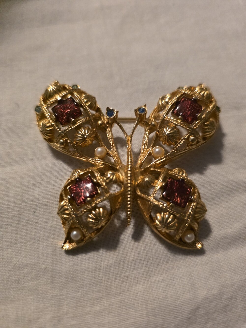 Vintage Avon Jeweled Butterfly Brooch From The 1970's To 1980's